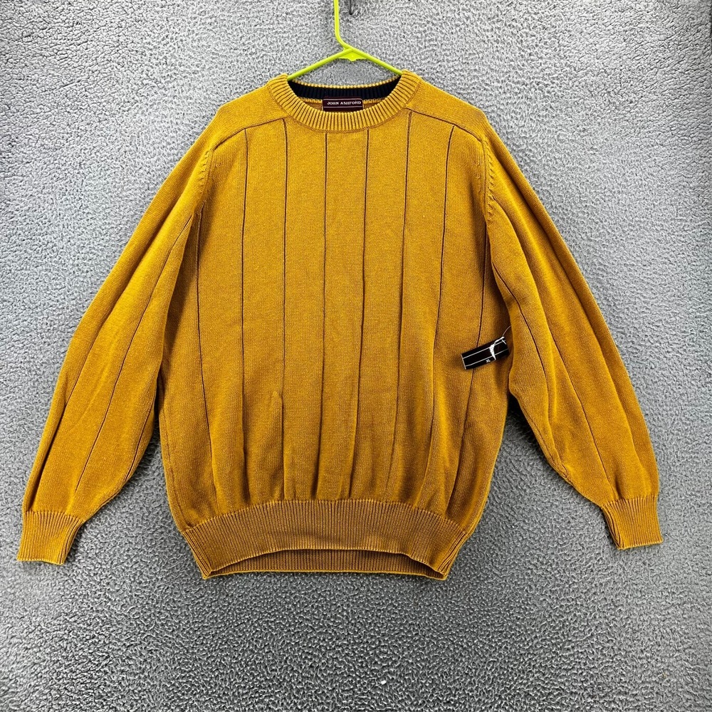 Vintage Y2K John Ashford Men's Cardigan Sweater Size XL Yellow New Old Stock
